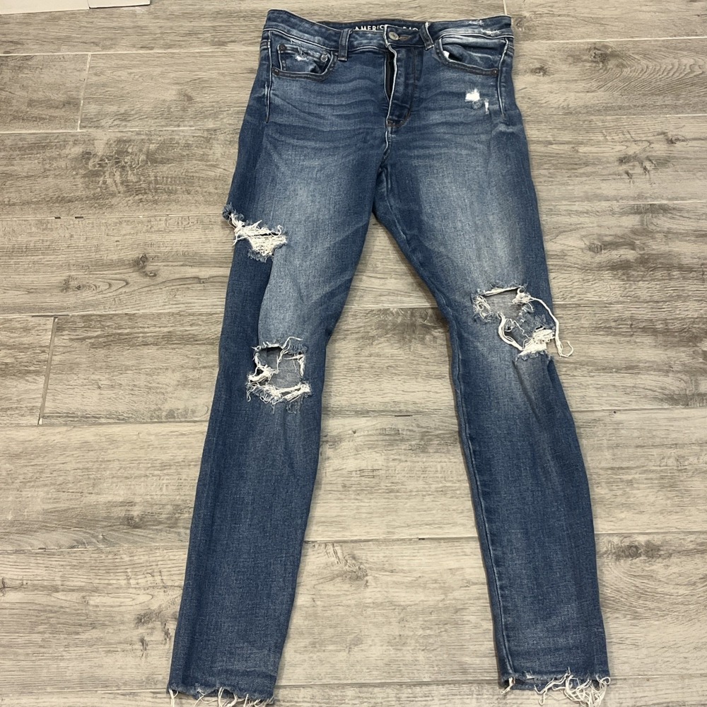 American Eagle Outfitters Super Hi Rise Jegging Jean Distressed Women Sz 6 Short